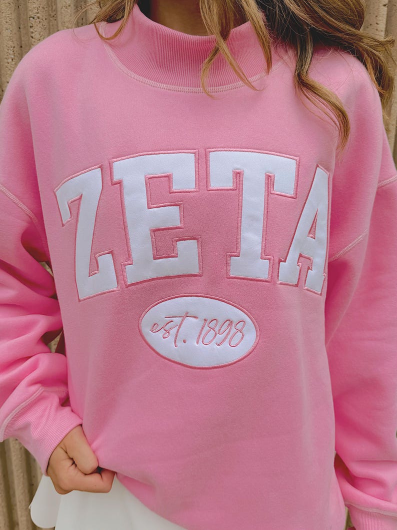 Custom Arched Appliqué Mock Neck Fleece Pullover