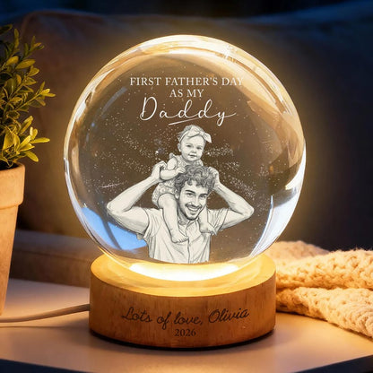 Personalized "Daddy and Me" Crystal Ball Lamp | Custom Photo Night Light