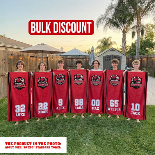 Custom Sports Team Name Number Beach Towel