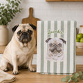Custom Name Pet Portrait Striped Kitchen Towel