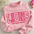 Personalized Floral Gingham Appliqué Mock Pullover