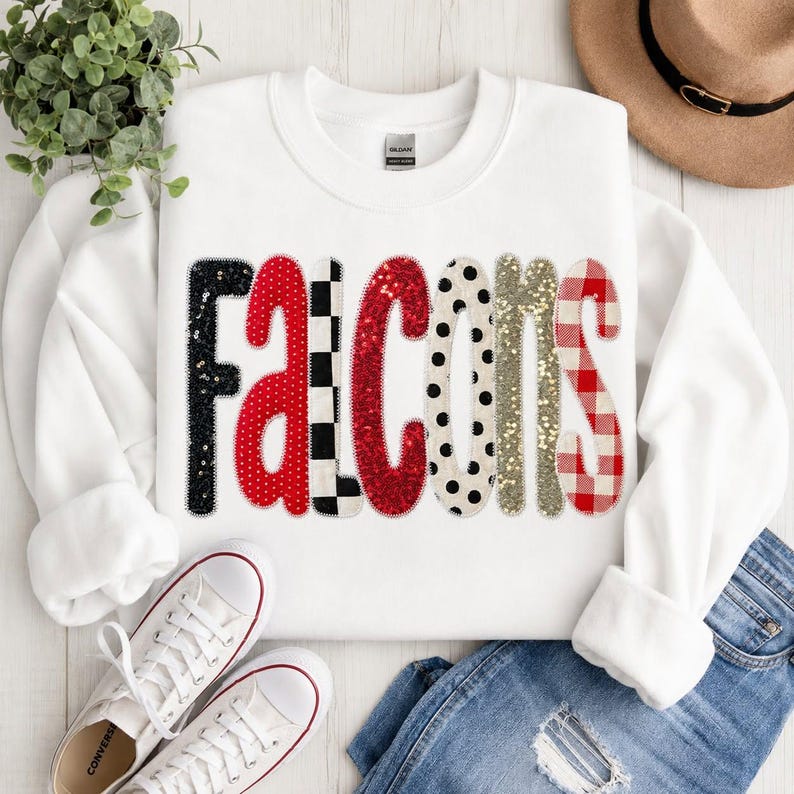 Custom Sequin Pattern Appliqué Crewneck Sweatshirt