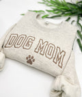 Embroidered Dog Mom Varsity Sweatshirt