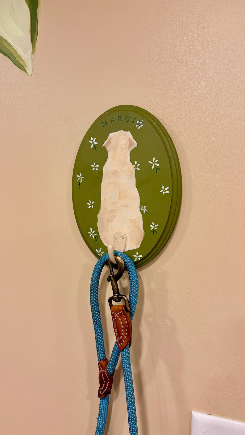 Personalized Hand-Painted Dog Leash Hook Plaque