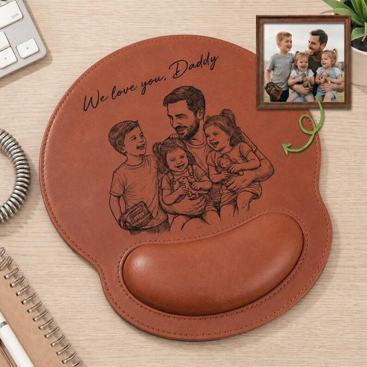 Personalized Sketch Photo Engraved Mousepad, Unique Keepsake Gift for Dad