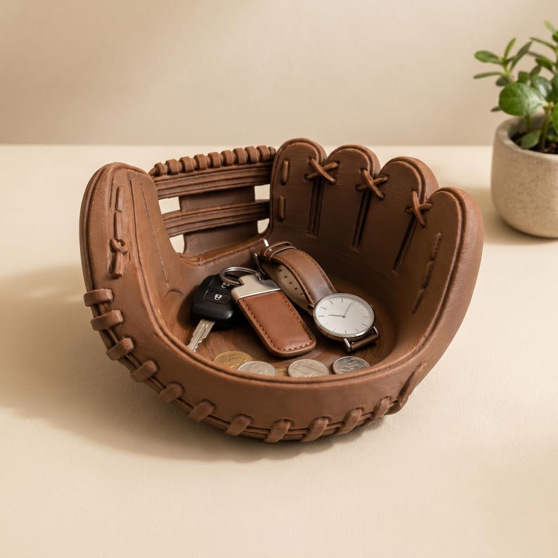 Custom Engraved Baseball Glove Catchall Tray For Men
