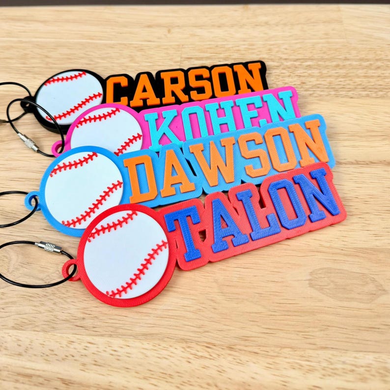 Custom 3D Baseball Name Bag Tag