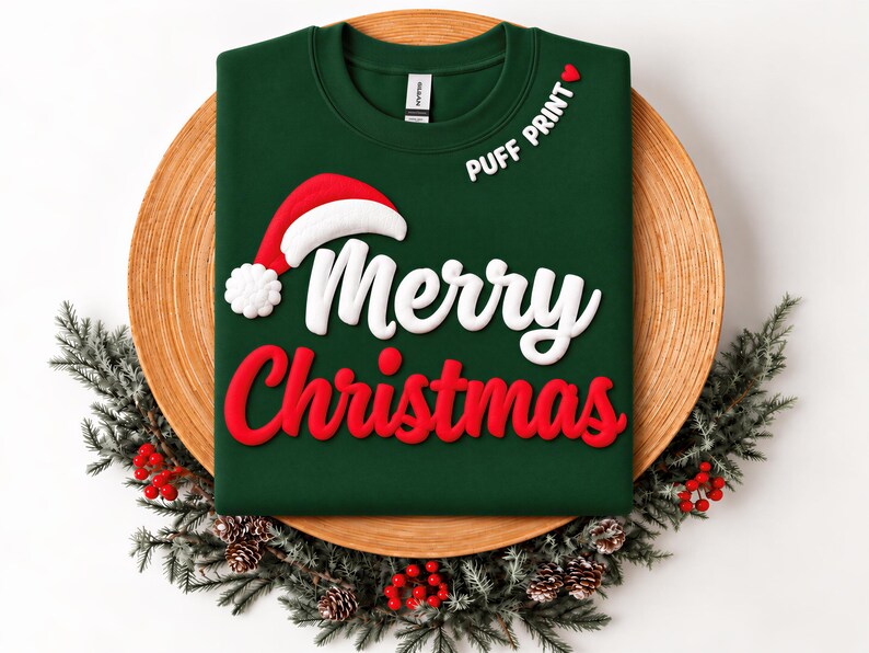 Puff Print Merry Christmas Sweatshirt