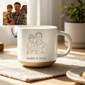 Custom Engraved Daddy & Child Line Art Mug, Unique Sentimental Gift for Dad