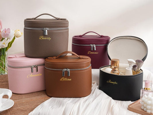 Personalized Leather Travel Makeup Vanity Case