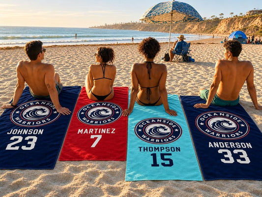 Custom Team Name Number Beach Towel