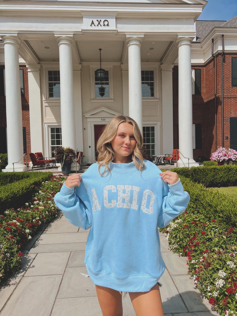 Custom Floral Letter Fleece Pullover Sweatshirt