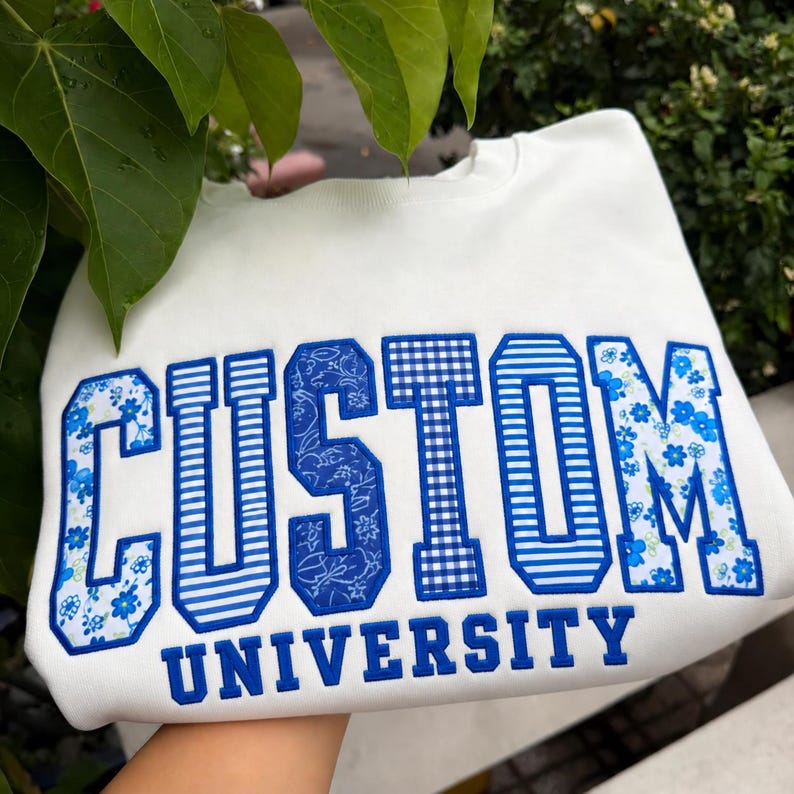 Custom Appliqué Embroidered Varsity Crewneck Sweatshirt