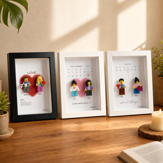 Personalized Couple Minifigure Shadow Box Frame
