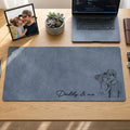 Custom Slogan Photo Sketch Desk Mat, Father’s Day Gift for Dad/Grandpa