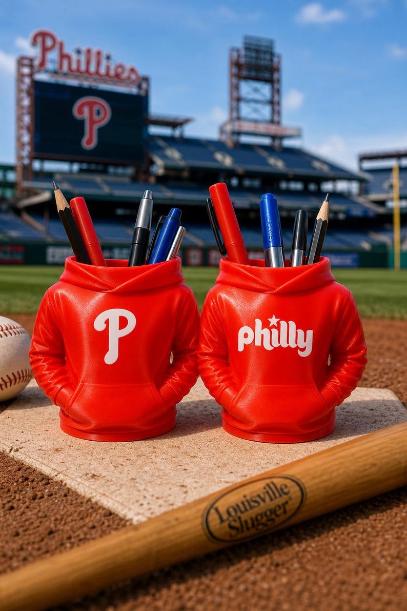 Phillies Mini Hoodie Pen Cup, Philly Baseball Desk Accessory