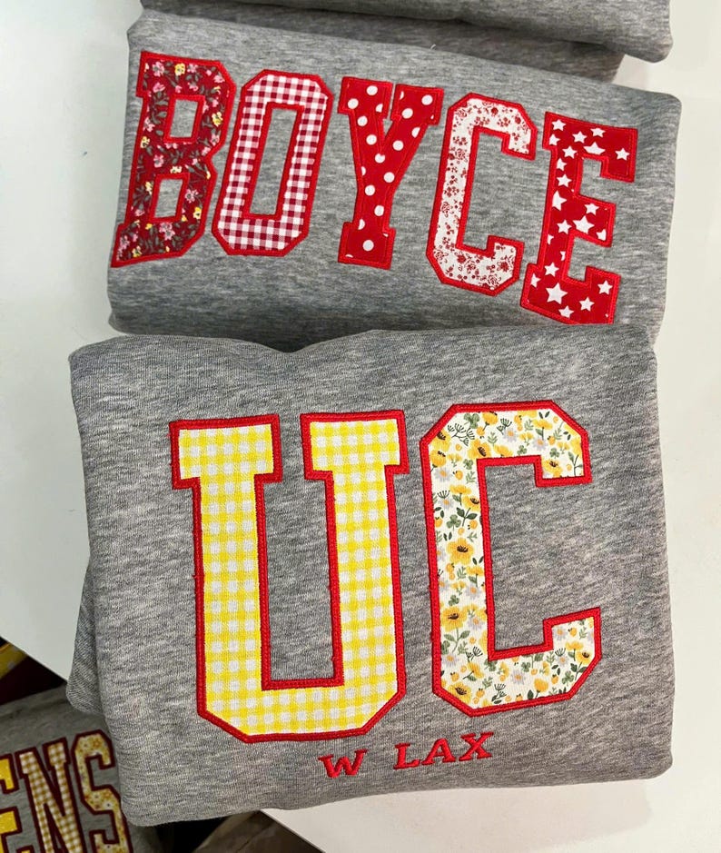 Personalized Vintage Pattern Appliqué Collegiate Sweatshirt