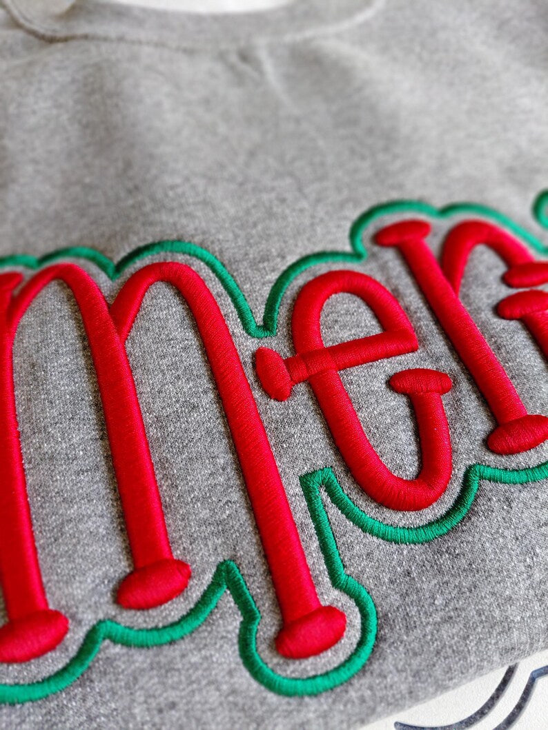 Embroidered 3D Puff Merry Sweatshirt