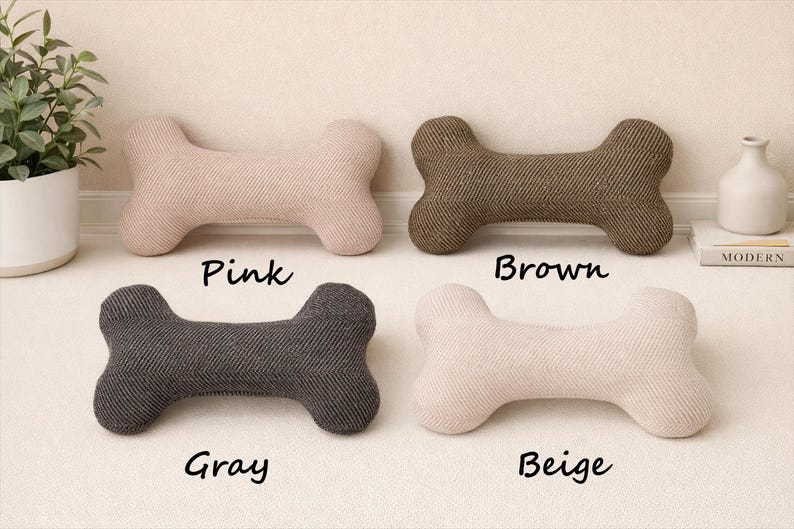 Custom Name Embroidered Stuffed Bone Squeaky Dog Toy