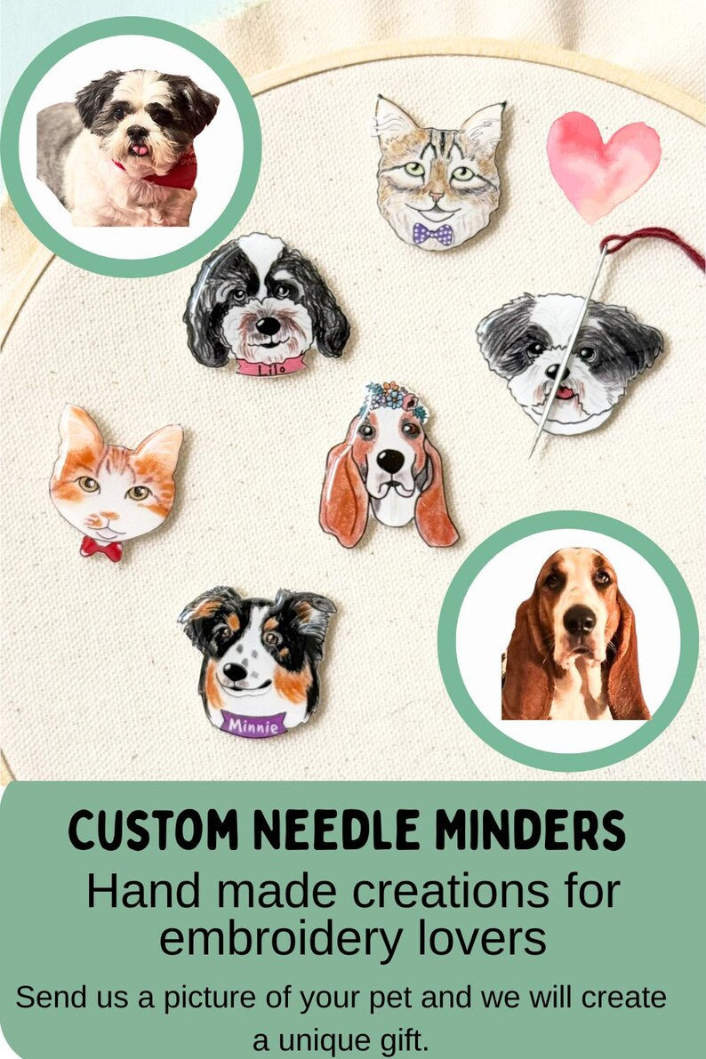 Custom Pet Portrait Magnetic Needle Minder, Personalized Dog Cat Photo Magnetic Needle Keeper