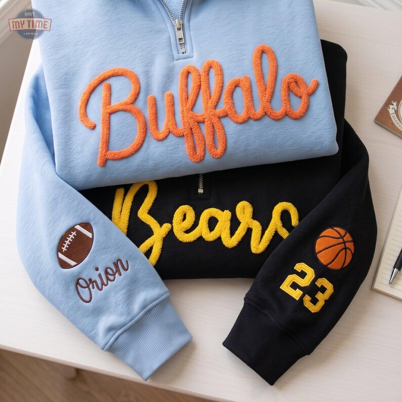 Custom Chenille Embroidered Quarter-Zip Pullover