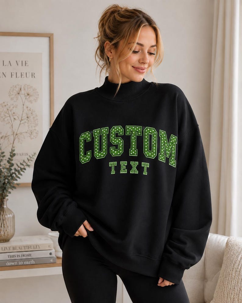 Custom Polka Dot Appliqué Mock Neck