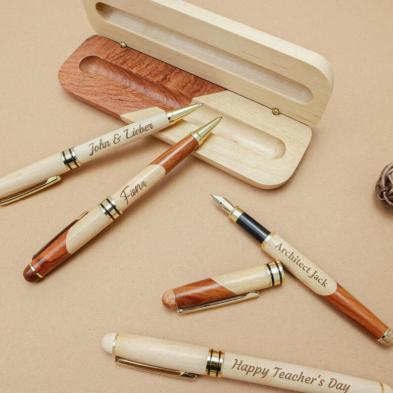 Personalized Two Tone Wooden Pen Gift Set