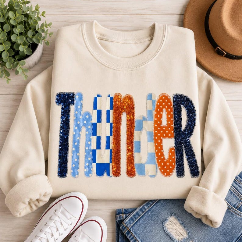 Custom Sequin Pattern Appliqué Crewneck Sweatshirt