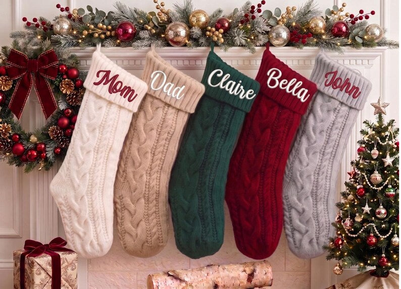 Personalized Cable Knit Christmas Stockings