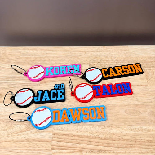 Custom 3D Baseball Name Bag Tag
