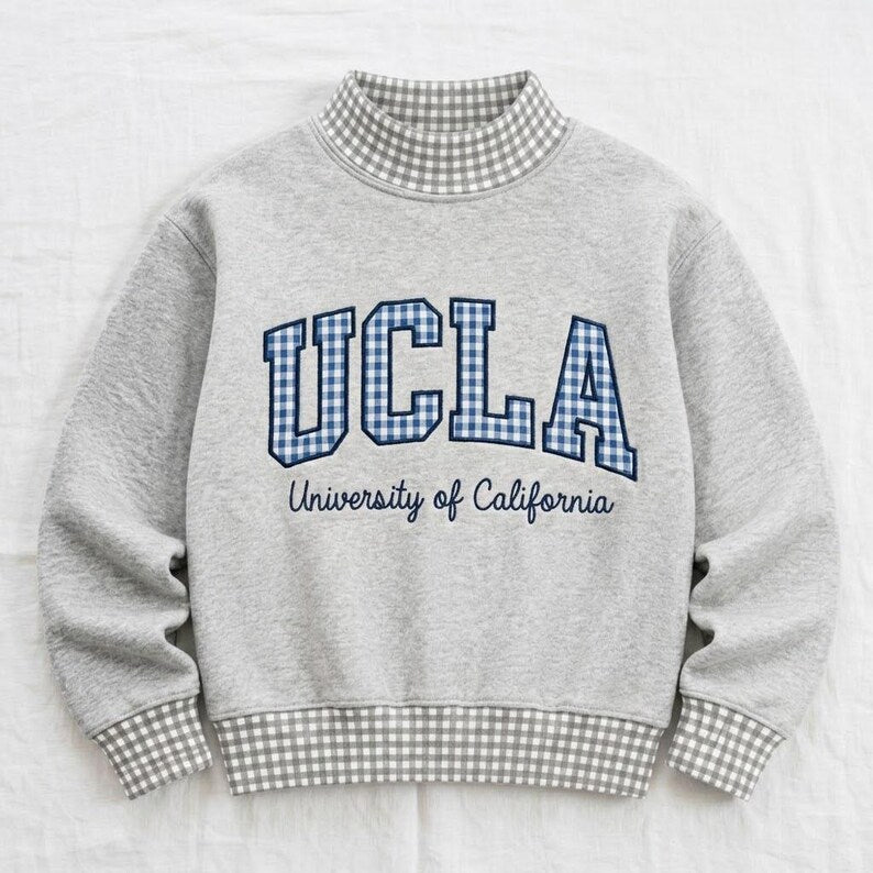 Custom Layered Gingham Collar Varsity Pullover