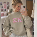 Custom Gingham Appliqué Mock Neck Sweatshirt