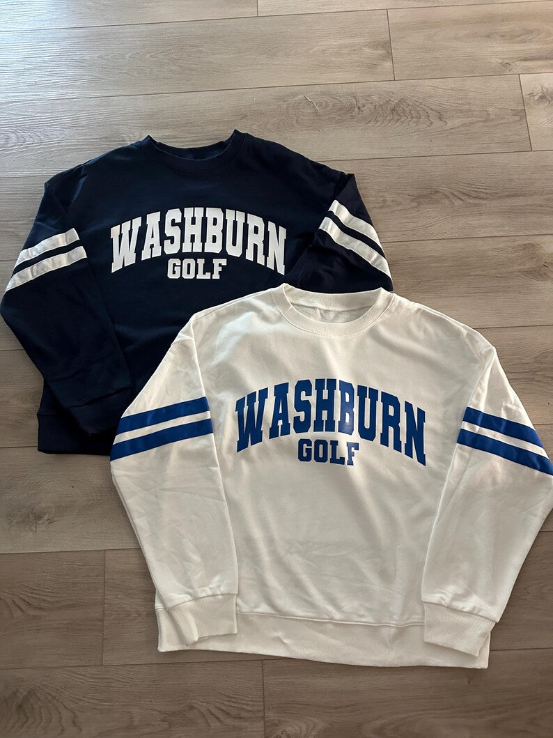 Custom Varsity Striped Sleeve Crewneck Sweatshirt