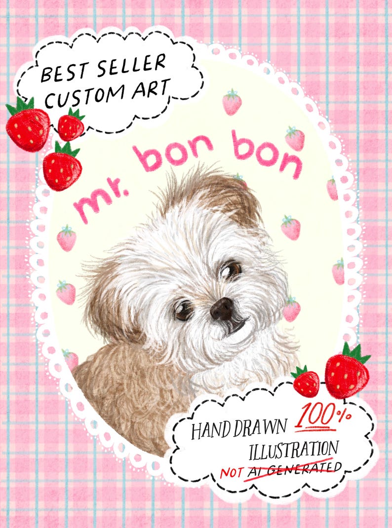 Personalized Hand-Drawn Starry Pet Portrait