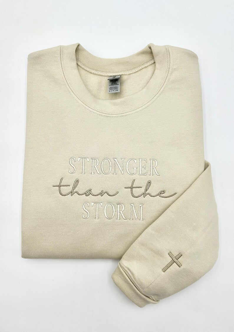 Stronger Than The Storm Embroidered Sweatshirt