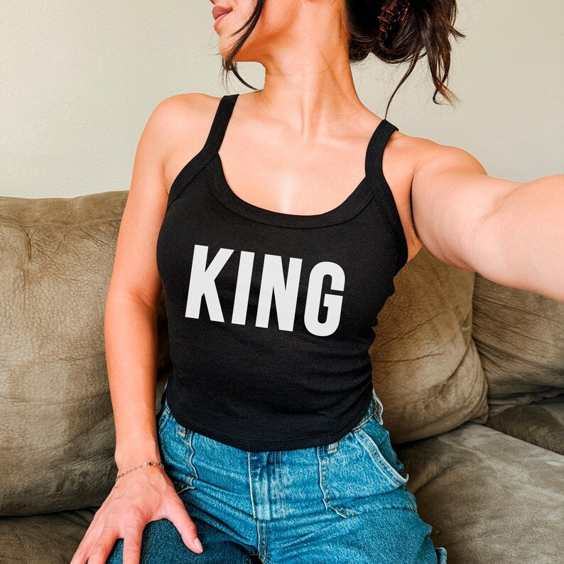 Personalized Block Letter Ribbed Crop Tank
