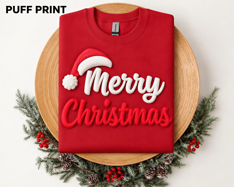 Puff Print Merry Christmas Sweatshirt