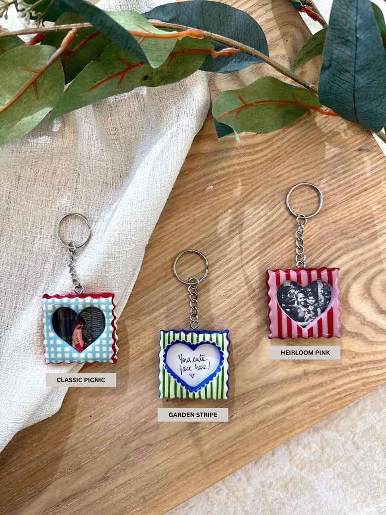 Custom Scalloped Heart Photo Frame Keychain