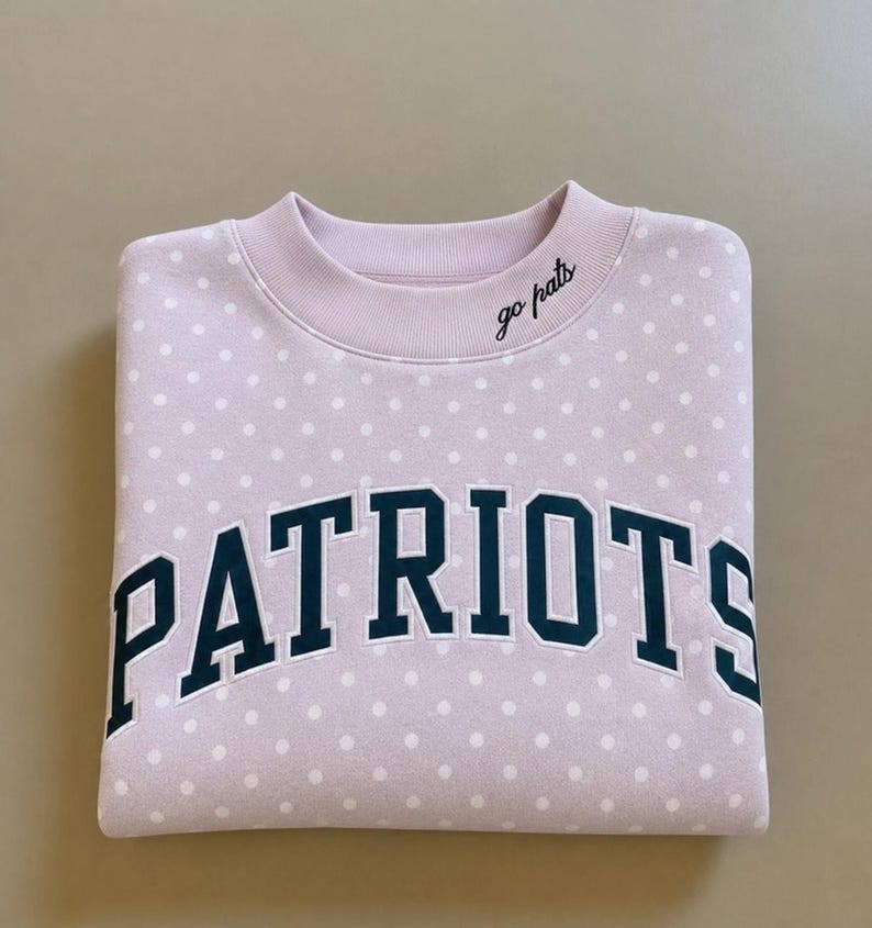 Custom Polka Dot Embroidered Mock Neck Sweatshirt