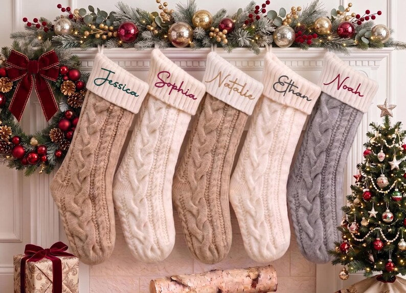 Personalized Cable Knit Christmas Stockings