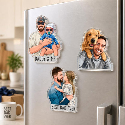 Custom Family Photo Fridge Magnet, Personalized Cartoon Portrait Magnet