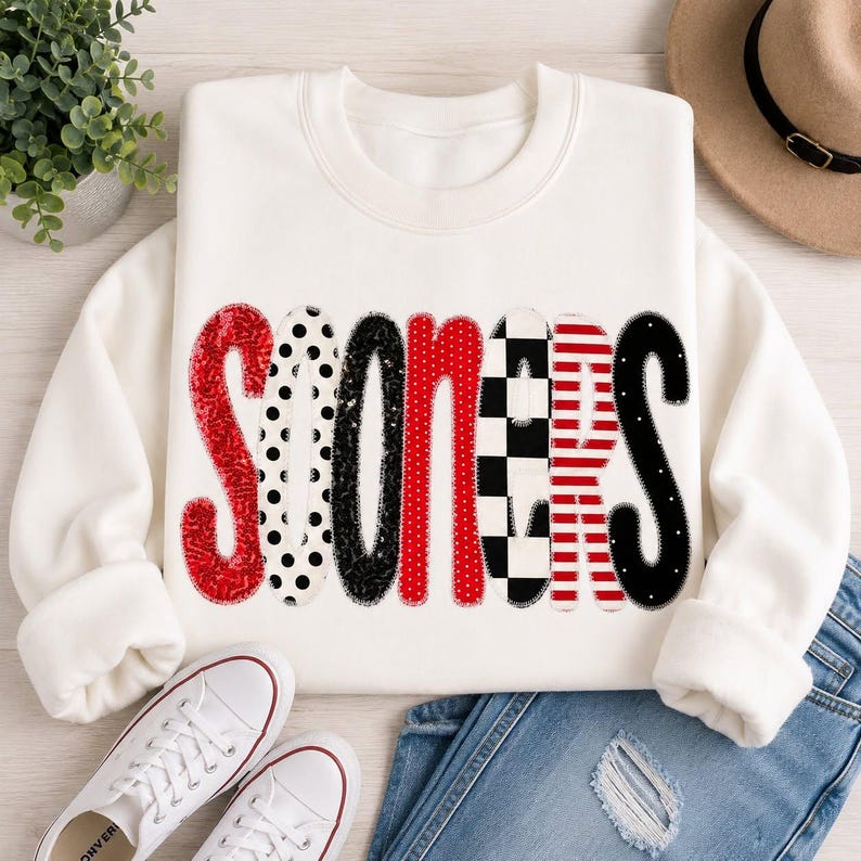 Custom Sequin Pattern Appliqué Crewneck Sweatshirt
