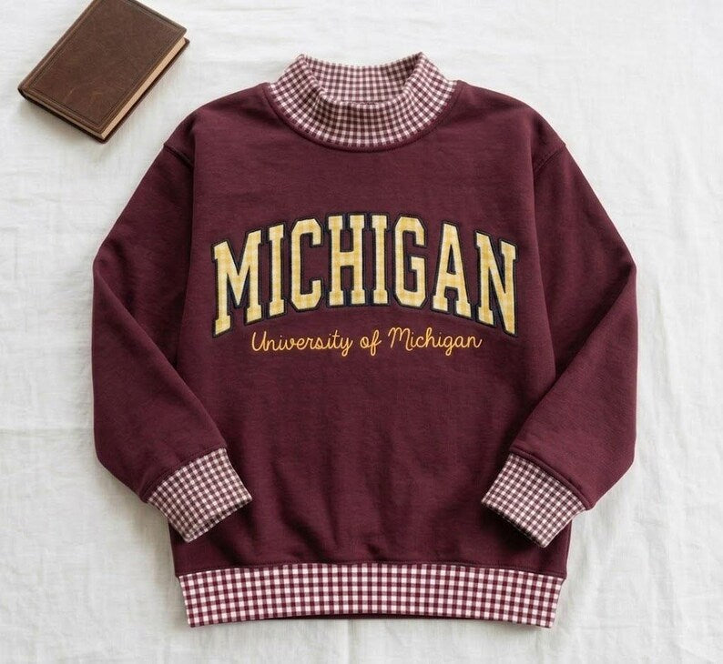 Custom Layered Gingham Collar Varsity Pullover