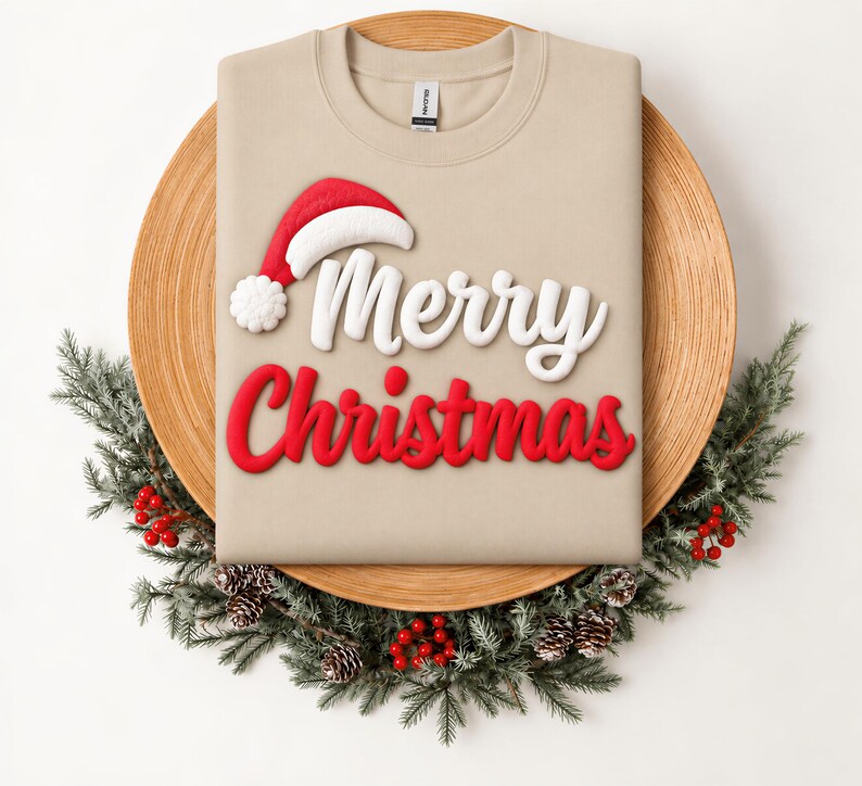 Puff Print Merry Christmas Sweatshirt