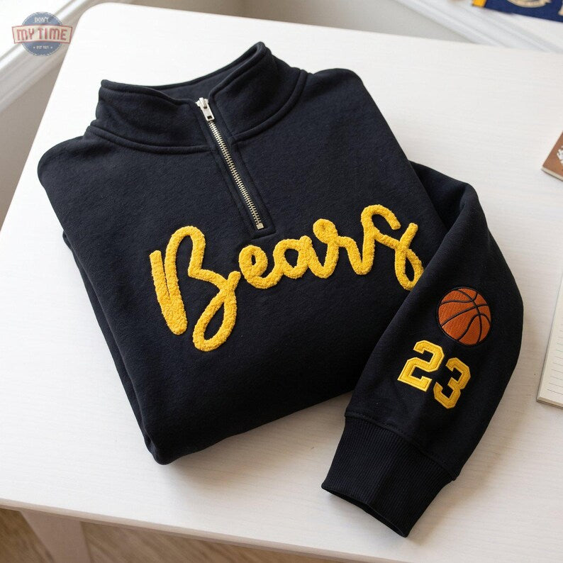 Custom Chenille Embroidered Quarter-Zip Pullover