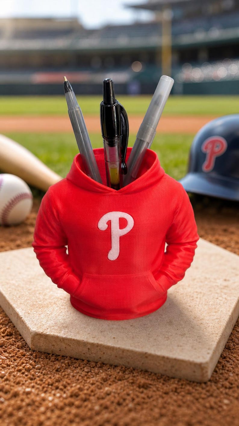 Phillies Mini Hoodie Pen Cup, Philly Baseball Desk Accessory
