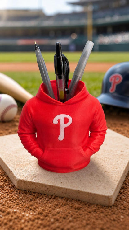 Phillies Mini Hoodie Pen Cup, Philly Baseball Desk Accessory