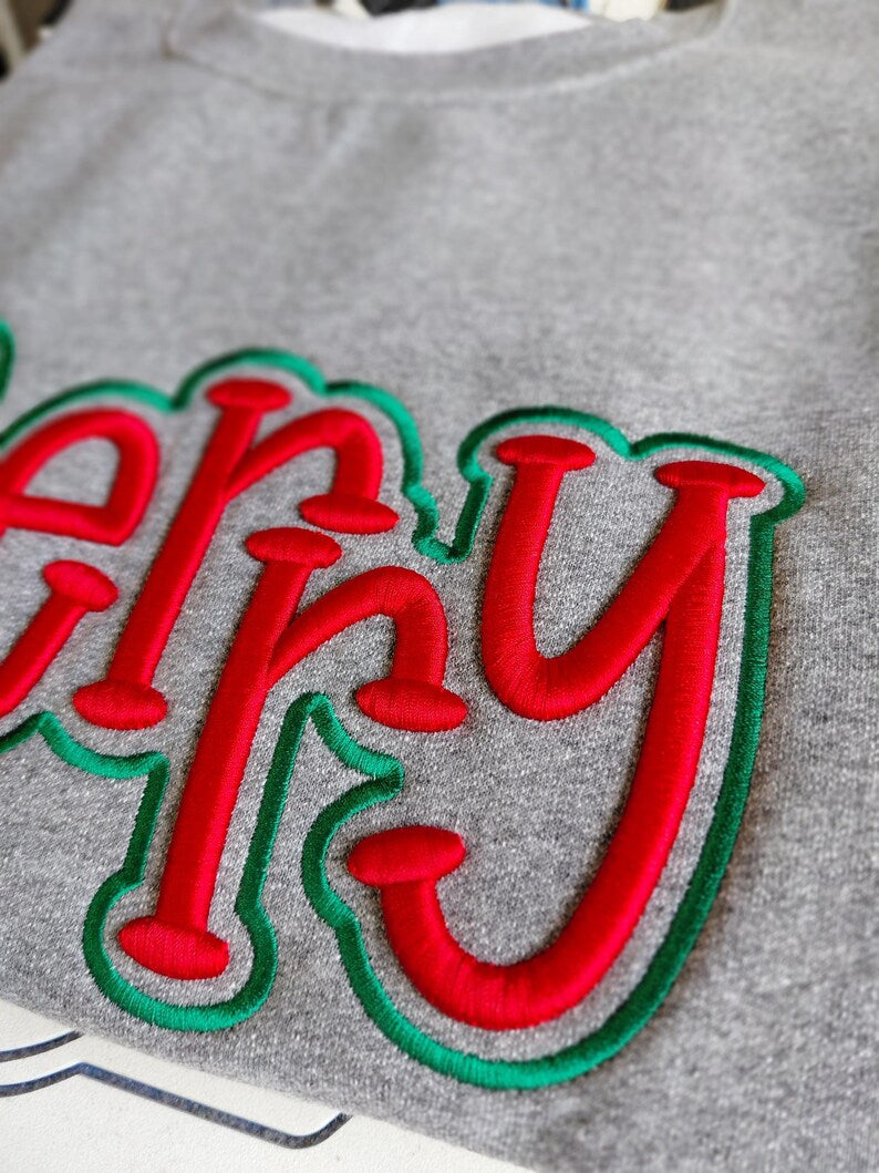 Embroidered 3D Puff Merry Sweatshirt