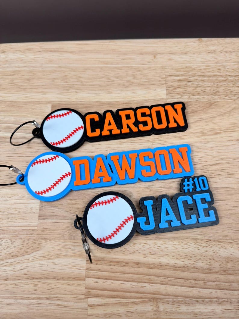 Custom 3D Baseball Name Bag Tag
