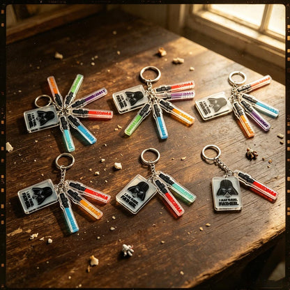Personalized Star Wars Acrylic Keychain, Custom Lightsaber Name Dad Gift